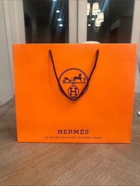 Hermès Orange Paper Shopping Bag